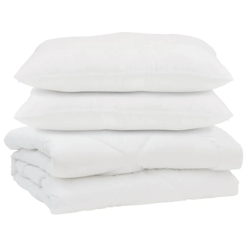 Antklodė su pagalve 3 pcs Balta Mikropluoštas