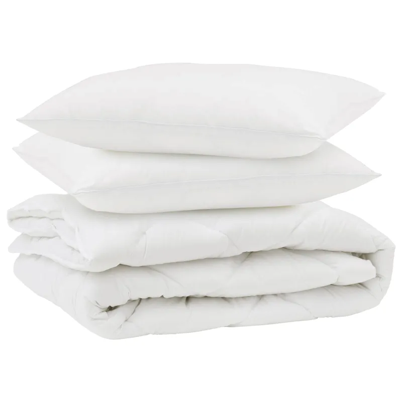 Antklodė su pagalve 3 pcs Balta Mikropluoštas