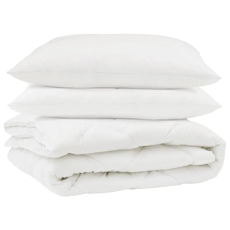 Antklodė su pagalve 3 pcs Balta Mikropluoštas