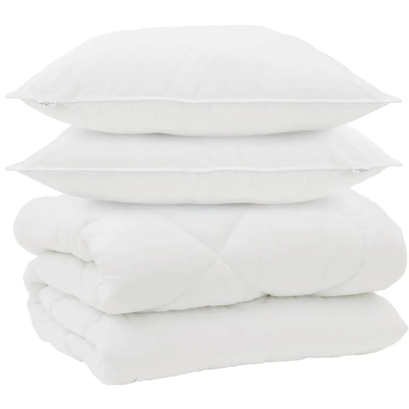 Žiemos antklodė su pagalve 3 pcs Balta Mikropluoštas