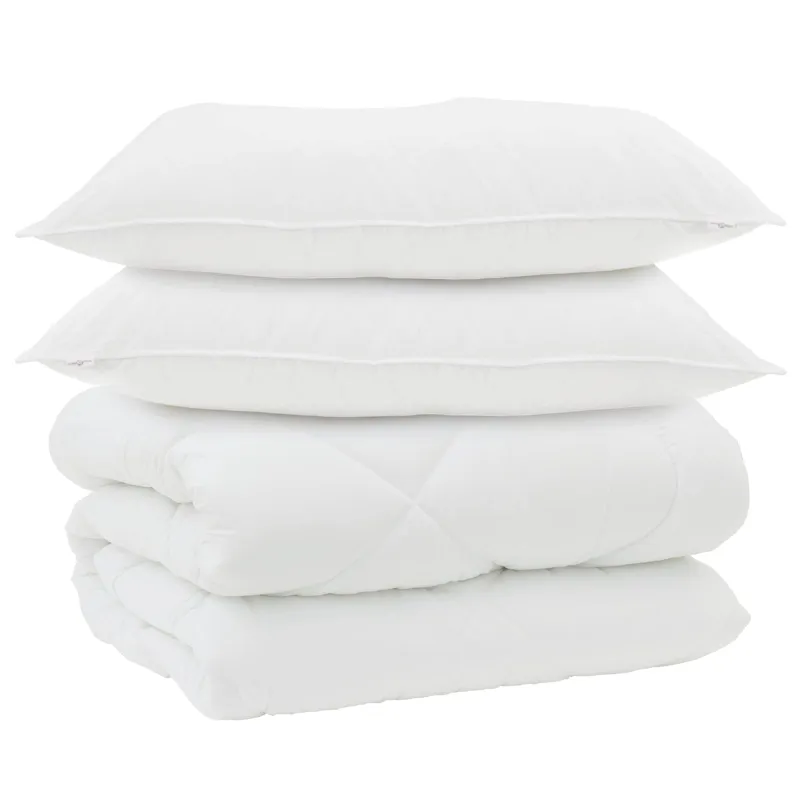 Žiemos antklodė su pagalve 3 pcs Balta Mikropluoštas