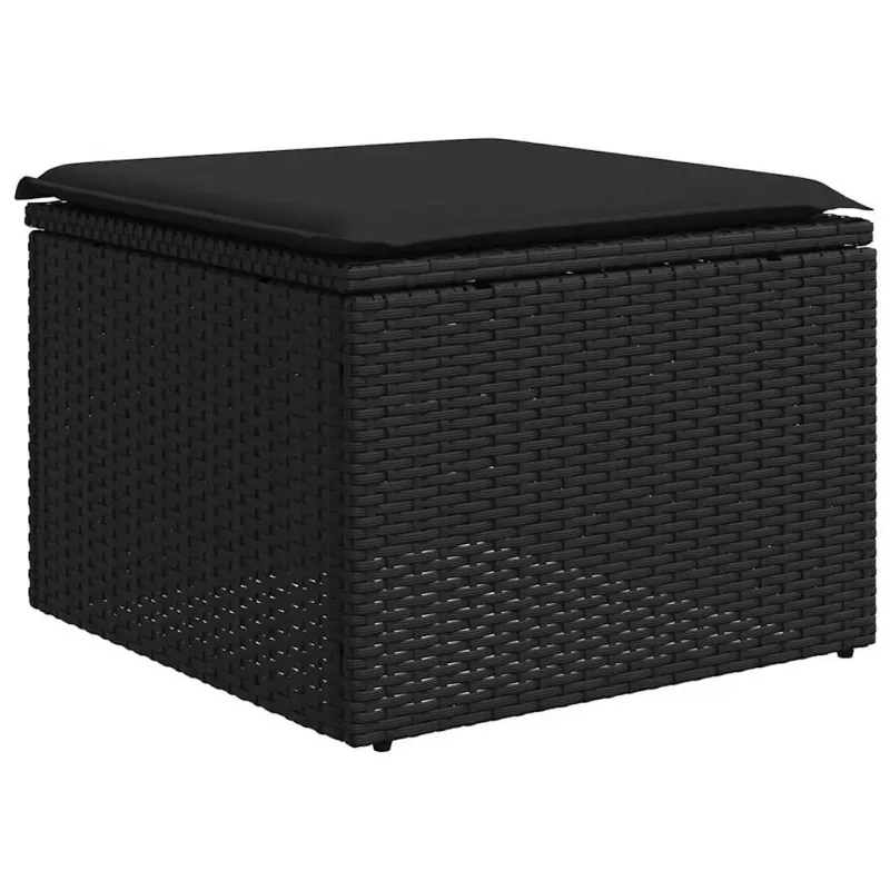 Sofos komplekti, 8 osaa, musta, polyrattana, tyynyillä