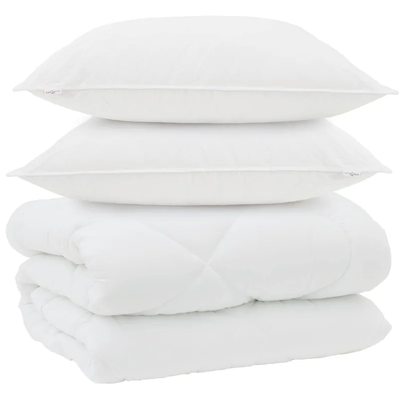 Žiemos antklodė su pagalve 3 pcs Balta Mikropluoštas
