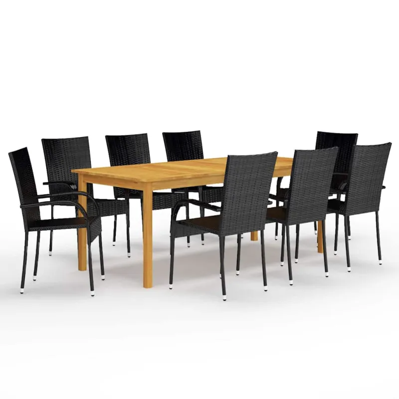 Sodo ruokailuryhmä, 9 osaa, musta (147877+2x310084)