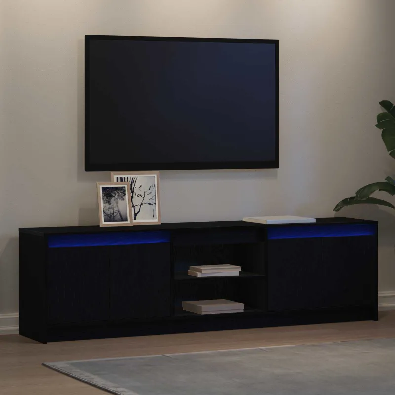 TV vienetai 2 pcs Juoda 180 x 34 x 50 cm Apdirbta mediena