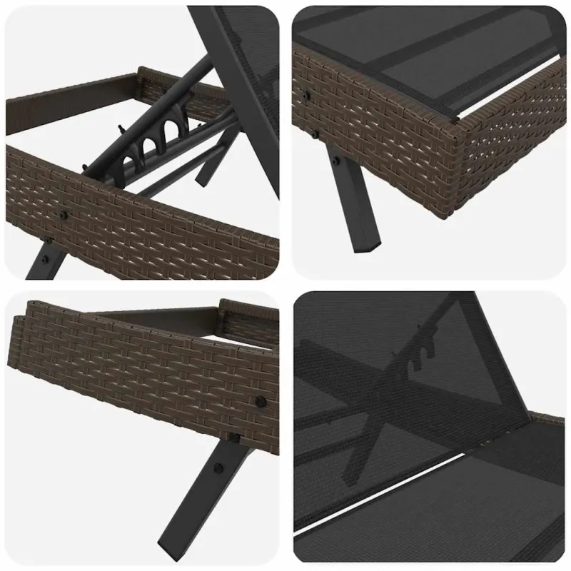 Saulės gultas 3 pcs Ruda 197 x 70 x 82 cm poliratanas