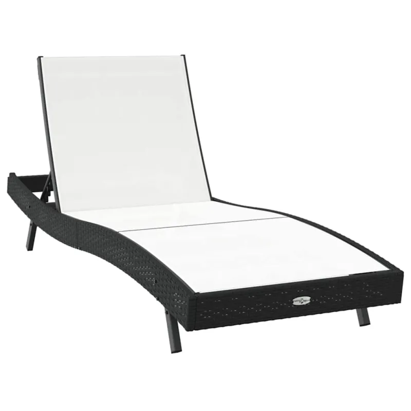 Saulės gultas 3 pcs Juoda ir Balta 197 x 70 x 82 cm poliratanas