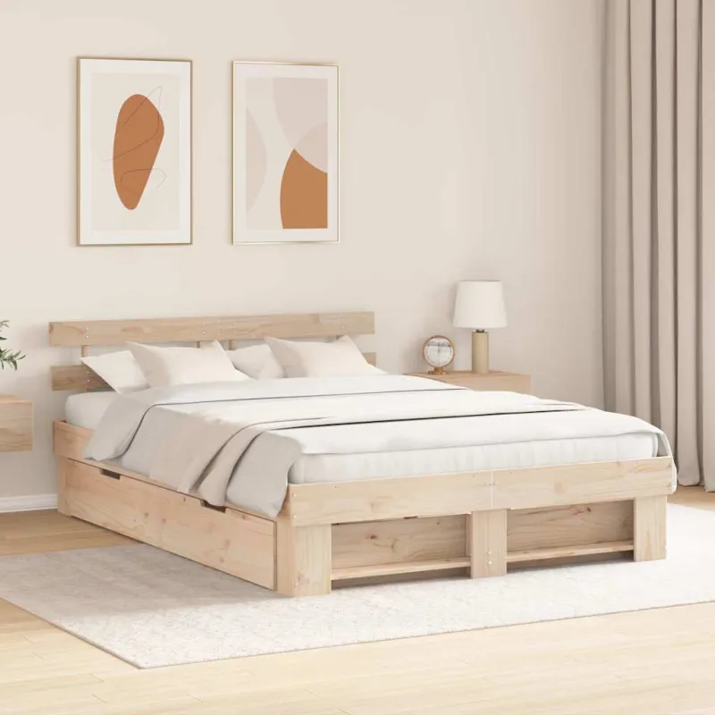 Lovos rėmas su stalčių Ruda 150 x 200 cm Kietos pušies mediena