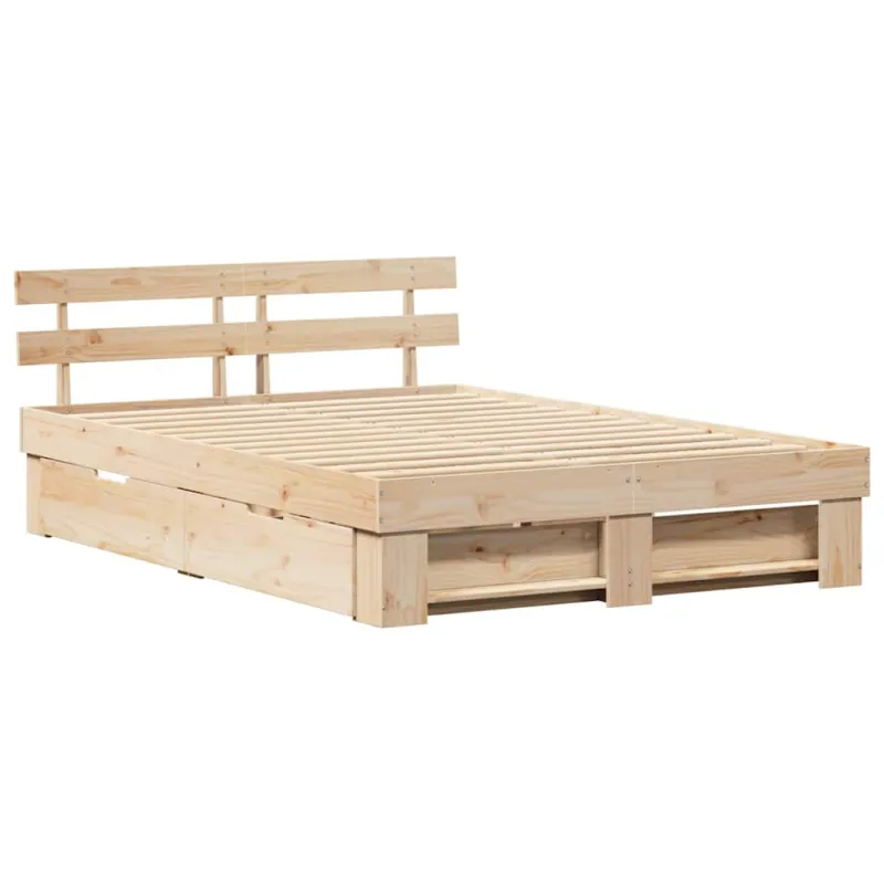 Lovos rėmas su stalčių Ruda 150 x 200 cm Kietos pušies mediena