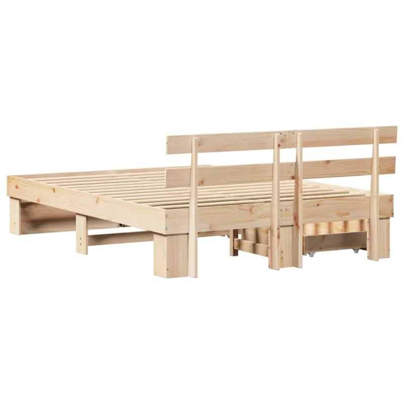 Lovos rėmas su stalčių Ruda 150 x 200 cm Kietos pušies mediena