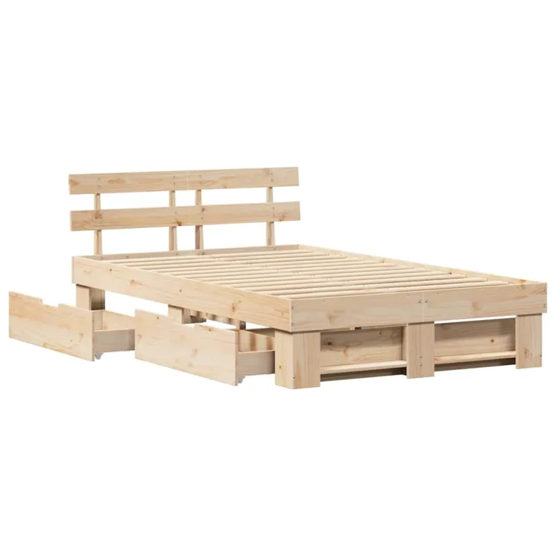Lovos rėmas su stalčių Ruda 135 x 190 cm Kietos pušies mediena