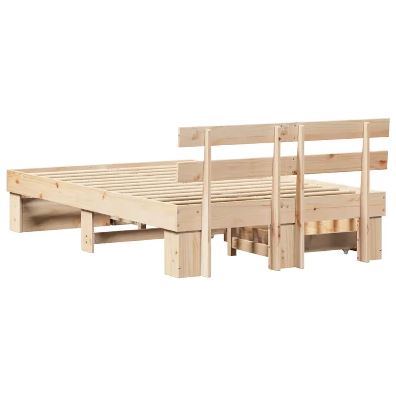 Lovos rėmas su stalčių Ruda 135 x 190 cm Kietos pušies mediena