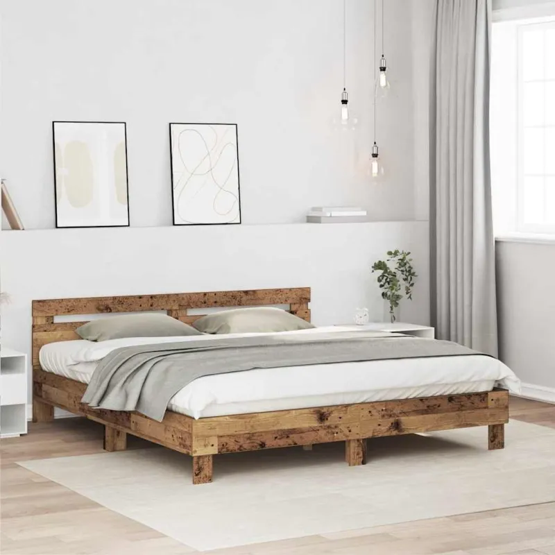 Lovos rėmas Senas medis 203 x 185 x 70 cm Apdirbta mediena