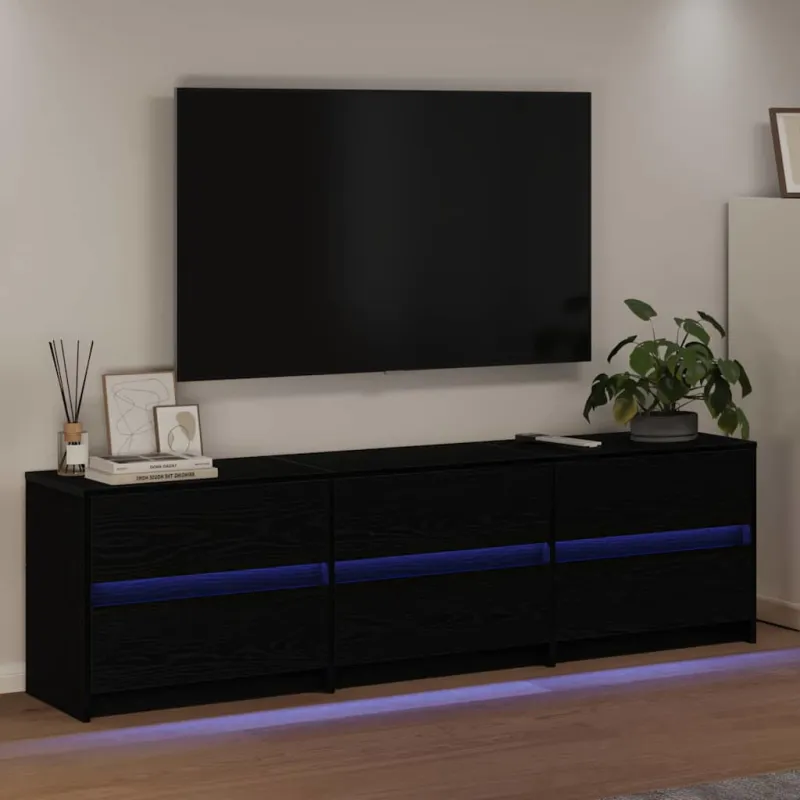 TV vienetai 2 pcs Juodas ąžuolas 180 x 34 x 50 cm