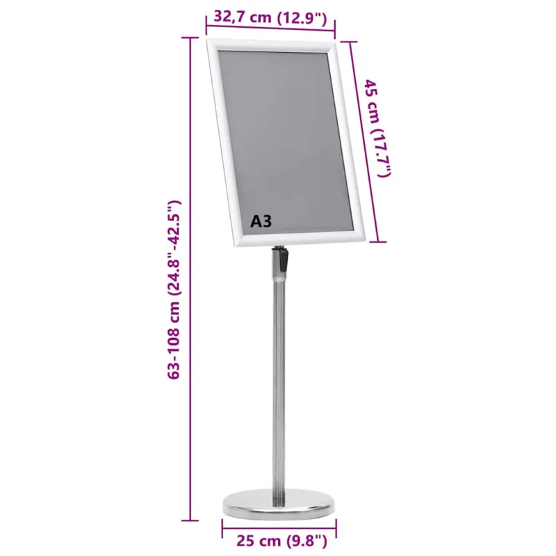 Plakato stendai 2 pcs Sidabro 45 x 32,7 x 108 cm Aliuminis