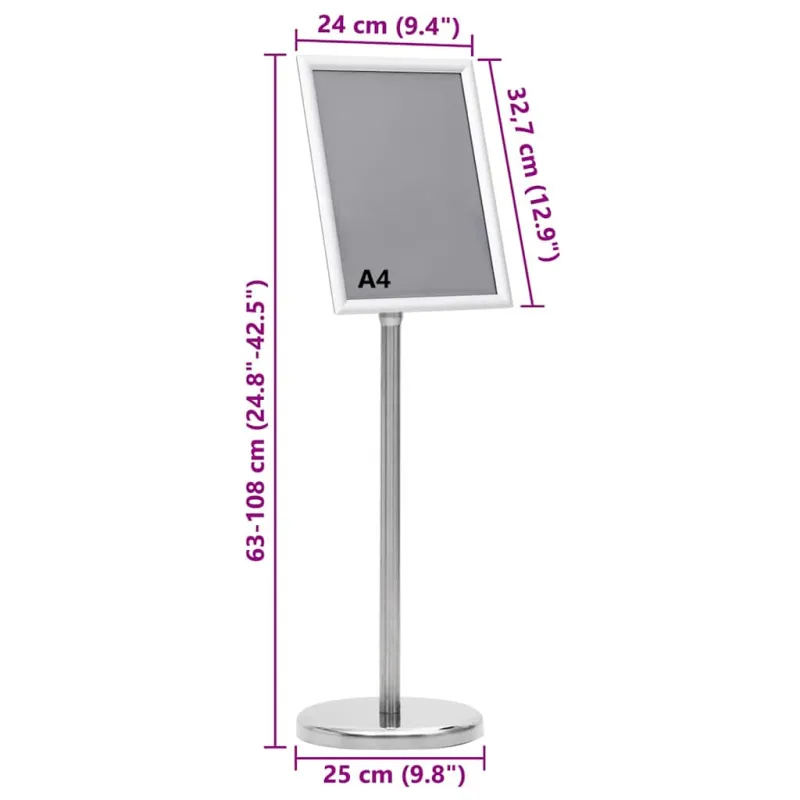 Plakato stendai 2 pcs Sidabro 32.7 x 24 x 108 cm Aliuminis