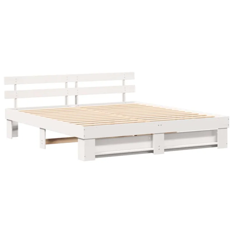 Lovos rėmas Balta 200 x 200 cm Kietos pušies mediena