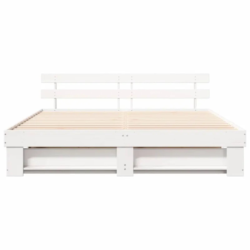 Lovos rėmas Balta 200 x 200 cm Kietos pušies mediena