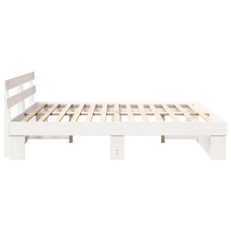Lovos rėmas Balta 200 x 200 cm Kietos pušies mediena