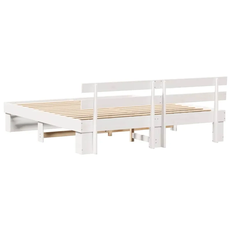 Lovos rėmas Balta 200 x 200 cm Kietos pušies mediena