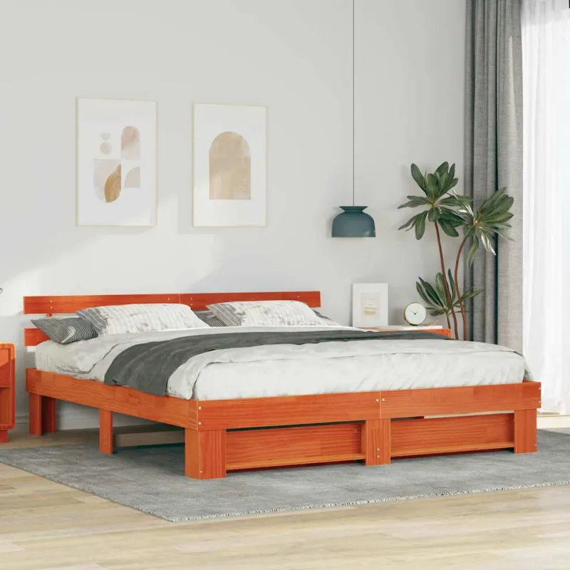 Lovos rėmas Ruda 200 x 200 cm Kietos pušies mediena