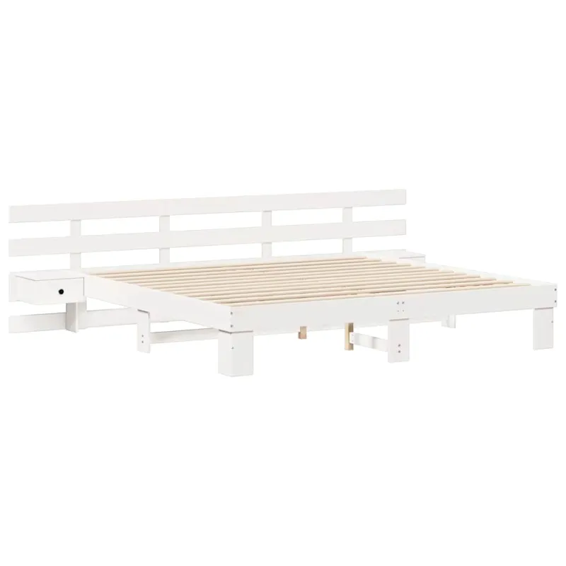 Lovos rėmas Balta 200 x 200 cm Kietos pušies mediena