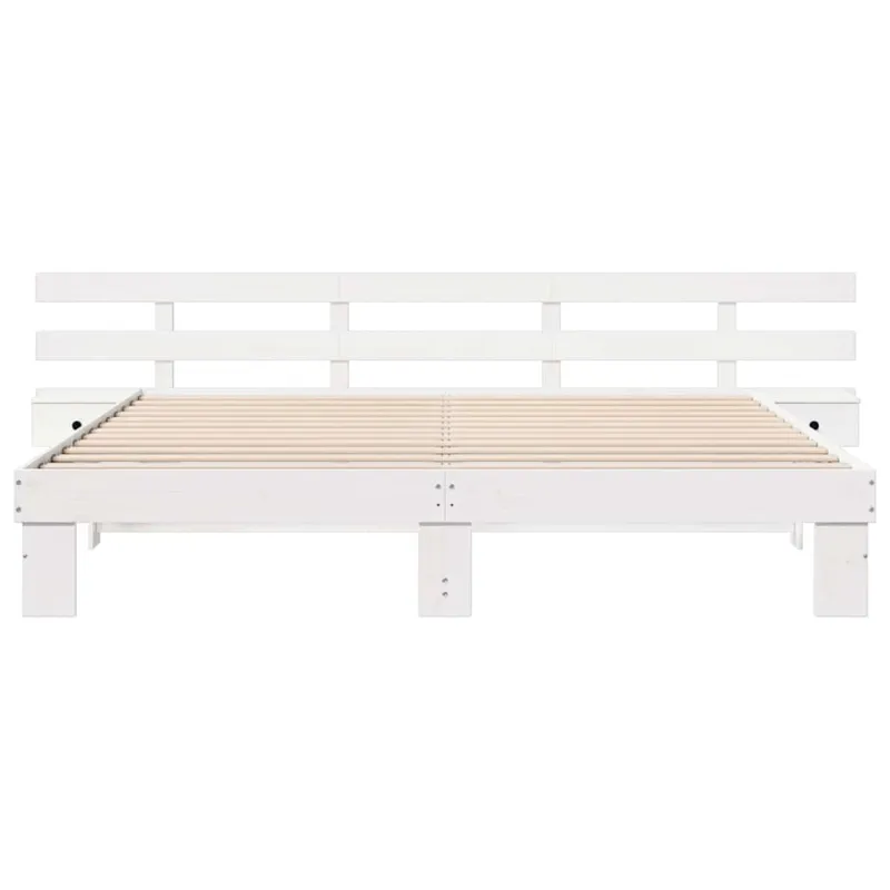 Lovos rėmas Balta 200 x 200 cm Kietos pušies mediena