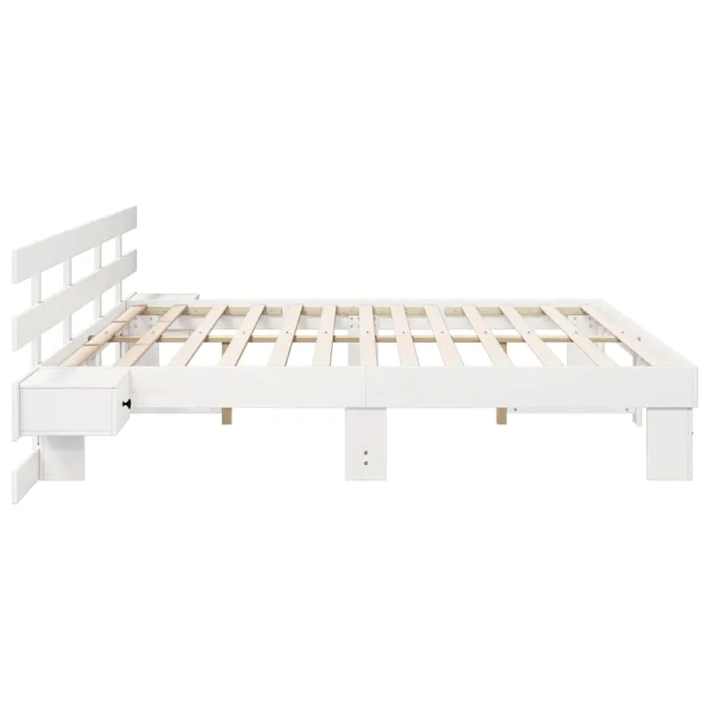 Lovos rėmas Balta 200 x 200 cm Kietos pušies mediena