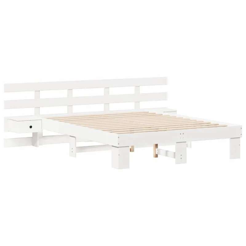 Lovos rėmas Balta 150 x 200 cm Kietos pušies mediena