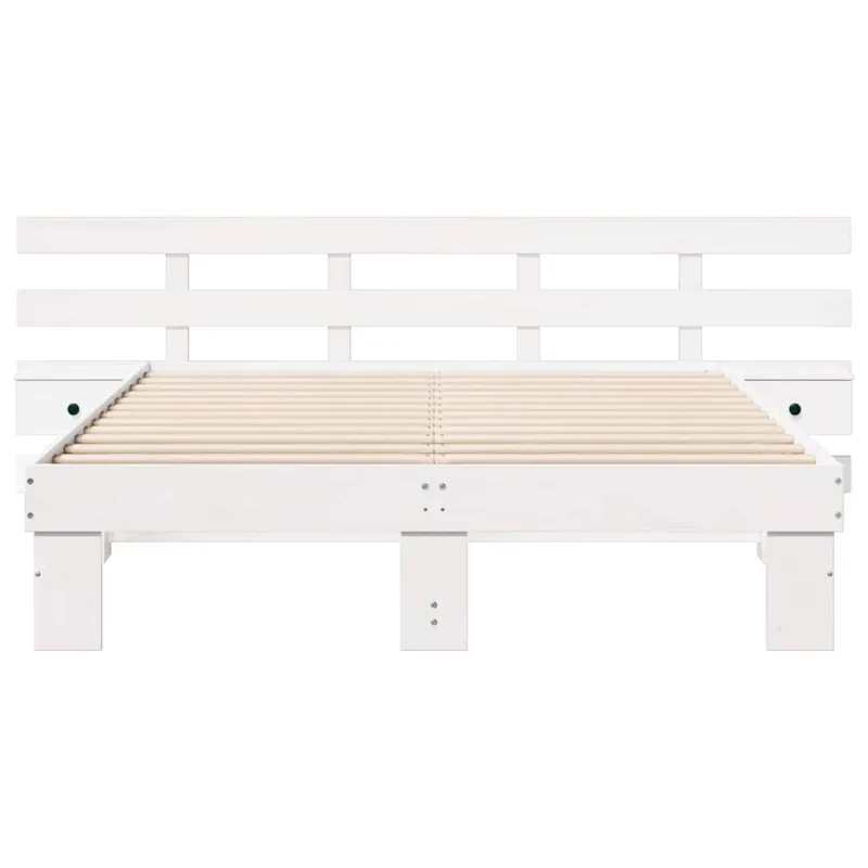 Lovos rėmas Balta 150 x 200 cm Kietos pušies mediena
