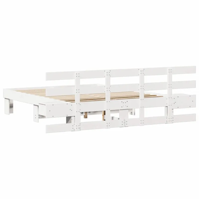 Lovos rėmas Balta 150 x 200 cm Kietos pušies mediena