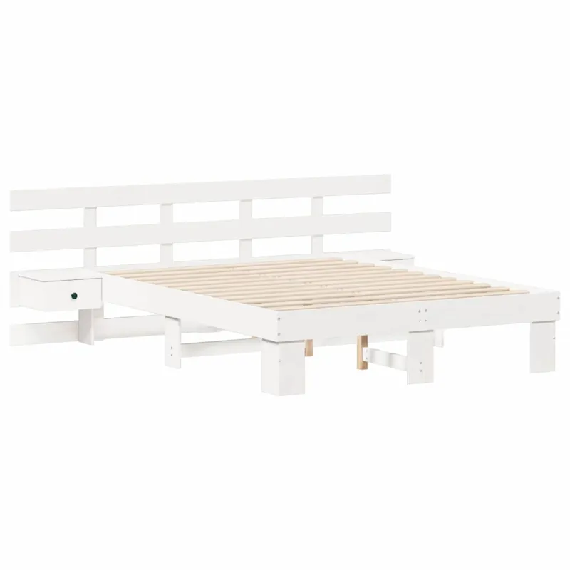 Lovos rėmas Balta 135 x 190 cm Kietos pušies mediena