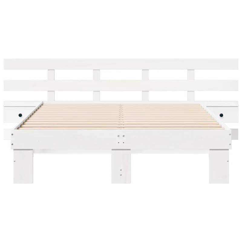 Lovos rėmas Balta 135 x 190 cm Kietos pušies mediena