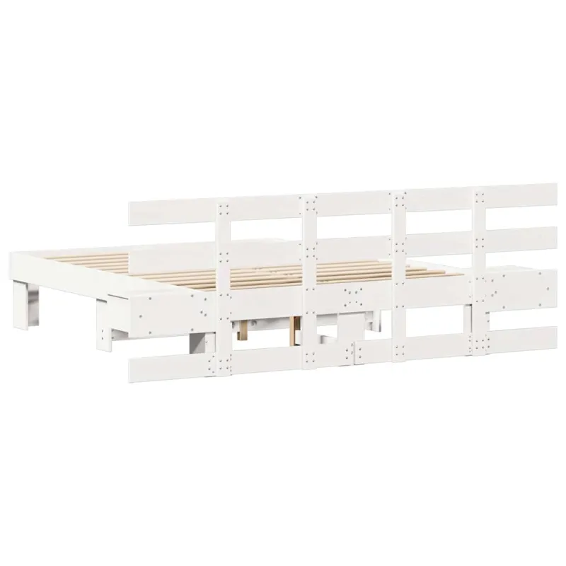 Lovos rėmas Balta 135 x 190 cm Kietos pušies mediena