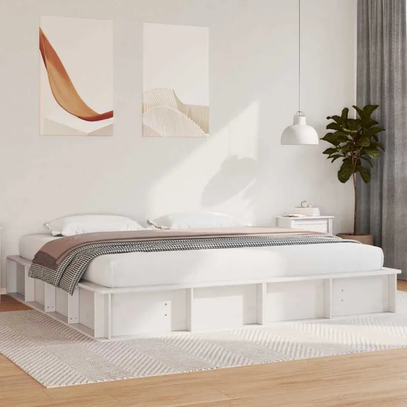 Lovos rėmas Balta 180 x 200 cm Kietos pušies mediena