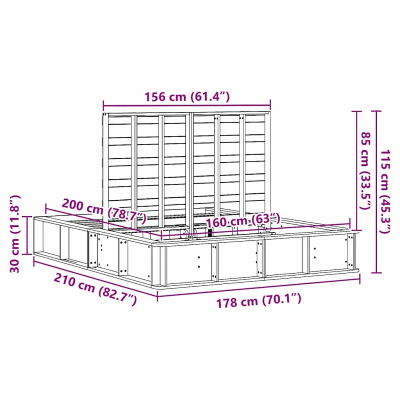 Lovos rėmas Balta 160 x 200 cm Kietos pušies mediena