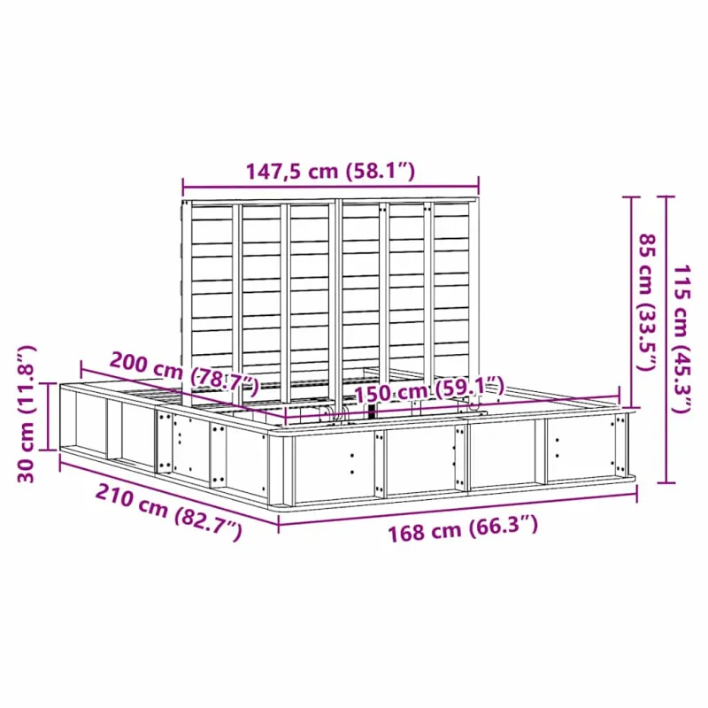 Lovos rėmas Ruda 150 x 200 cm Kietos pušies mediena