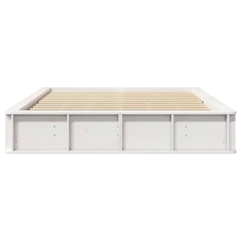 Lovos rėmas Balta 150 x 200 cm Kietos pušies mediena