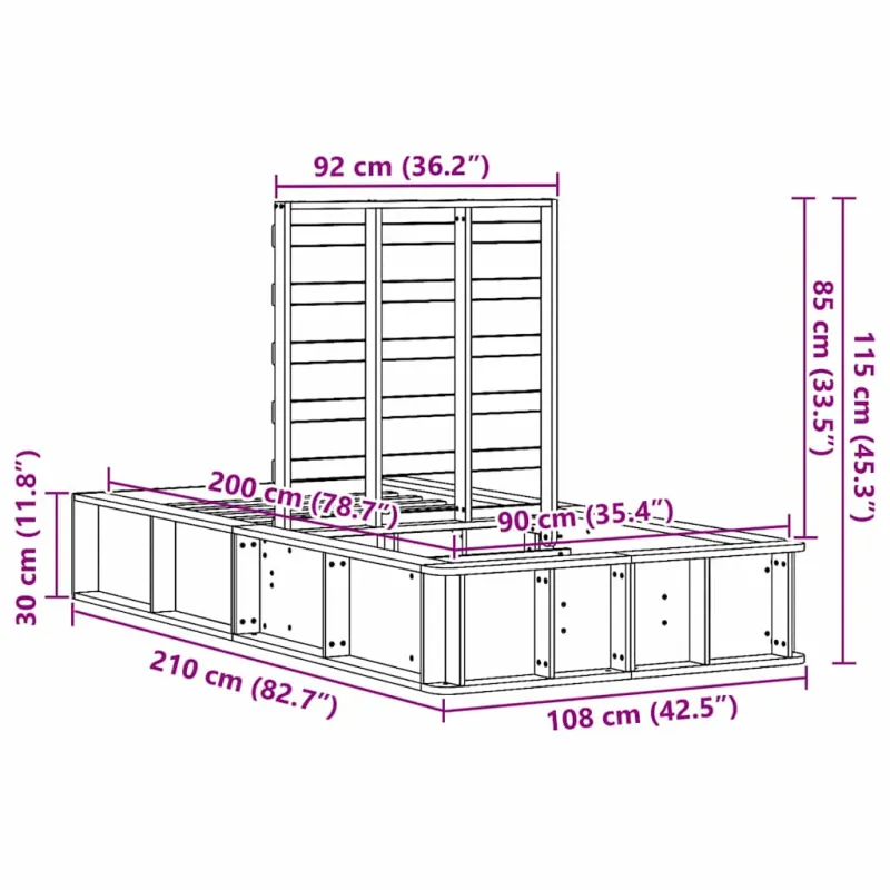 Lovos rėmas Balta 90 x 200 cm Kietos pušies mediena