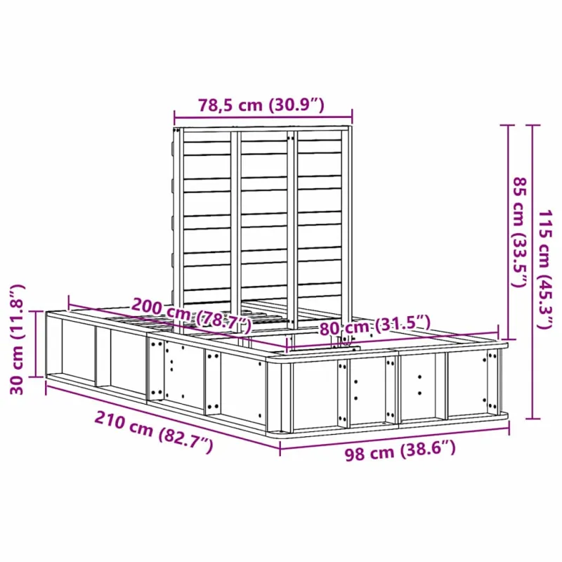 Lovos rėmas Vaško ruda 80 x 200 cm Kietos pušies mediena