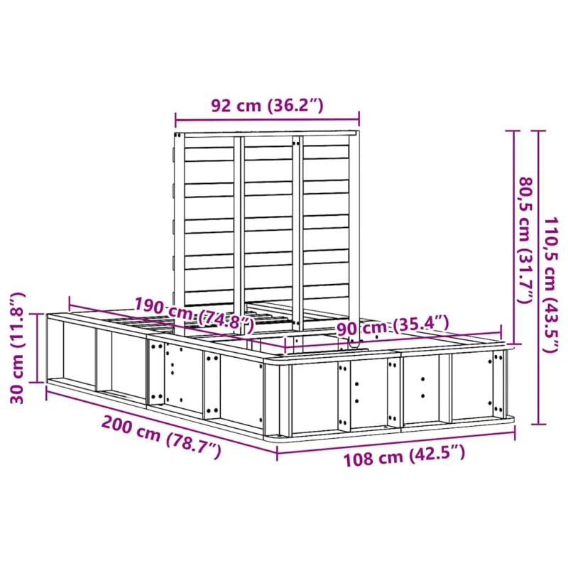 Lovos rėmas Balta 90 x 190 cm Kietos pušies mediena