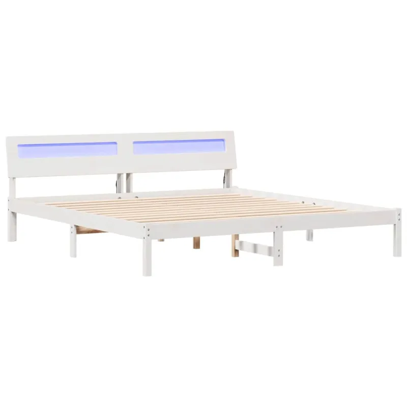 Lovos rėmas Balta 200 x 200 cm Kietos pušies mediena