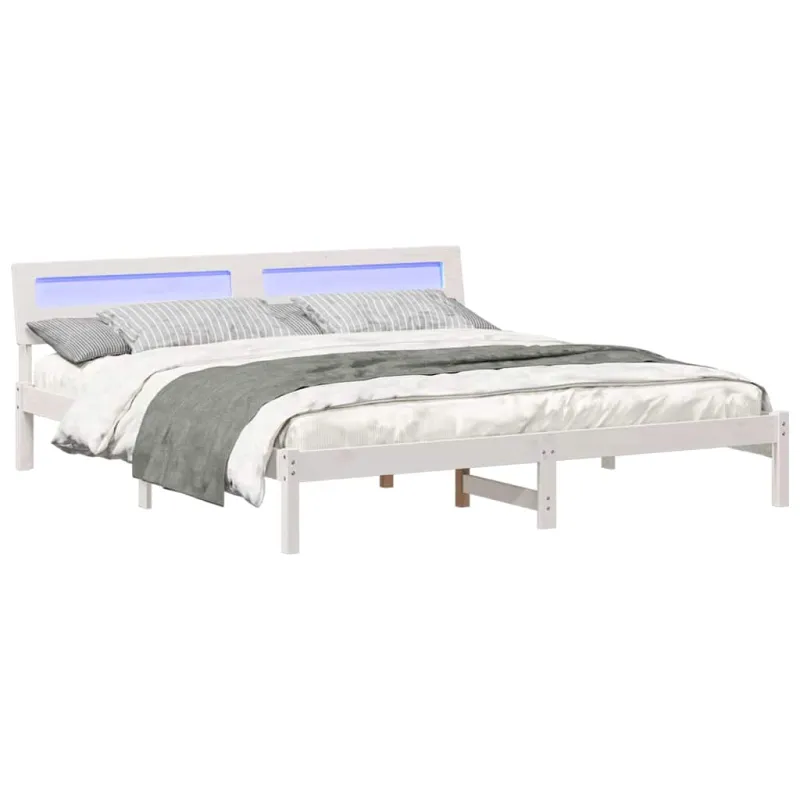 Lovos rėmas Balta 200 x 200 cm Kietos pušies mediena