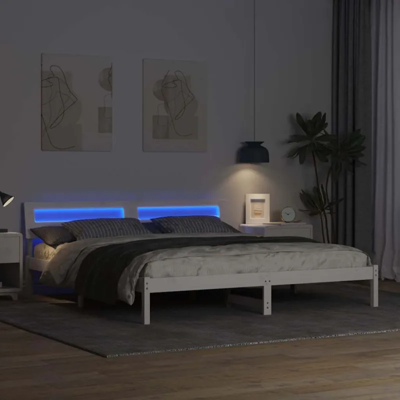 Lovos rėmas Balta 200 x 200 cm Kietos pušies mediena