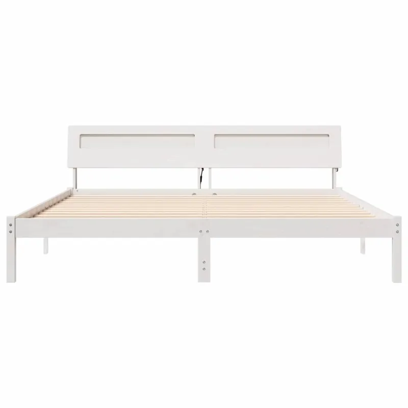 Lovos rėmas Balta 200 x 200 cm Kietos pušies mediena