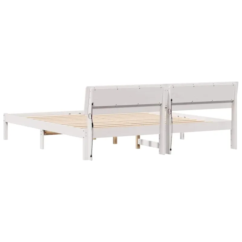 Lovos rėmas Balta 200 x 200 cm Kietos pušies mediena