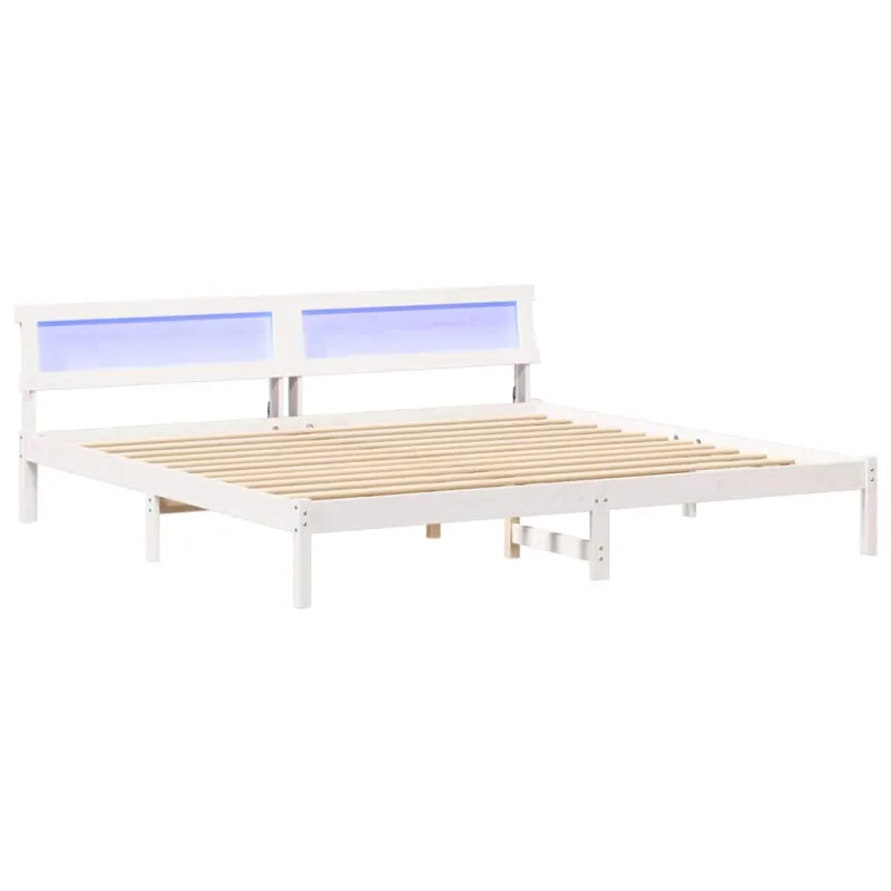 Lovos rėmas Balta 200 x 200 cm Kietos pušies mediena