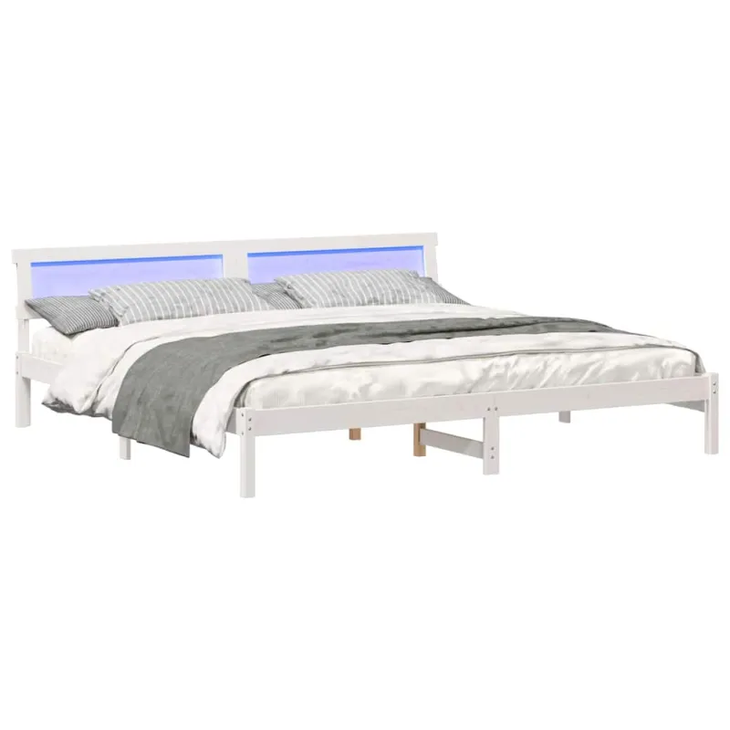 Lovos rėmas Balta 200 x 200 cm Kietos pušies mediena