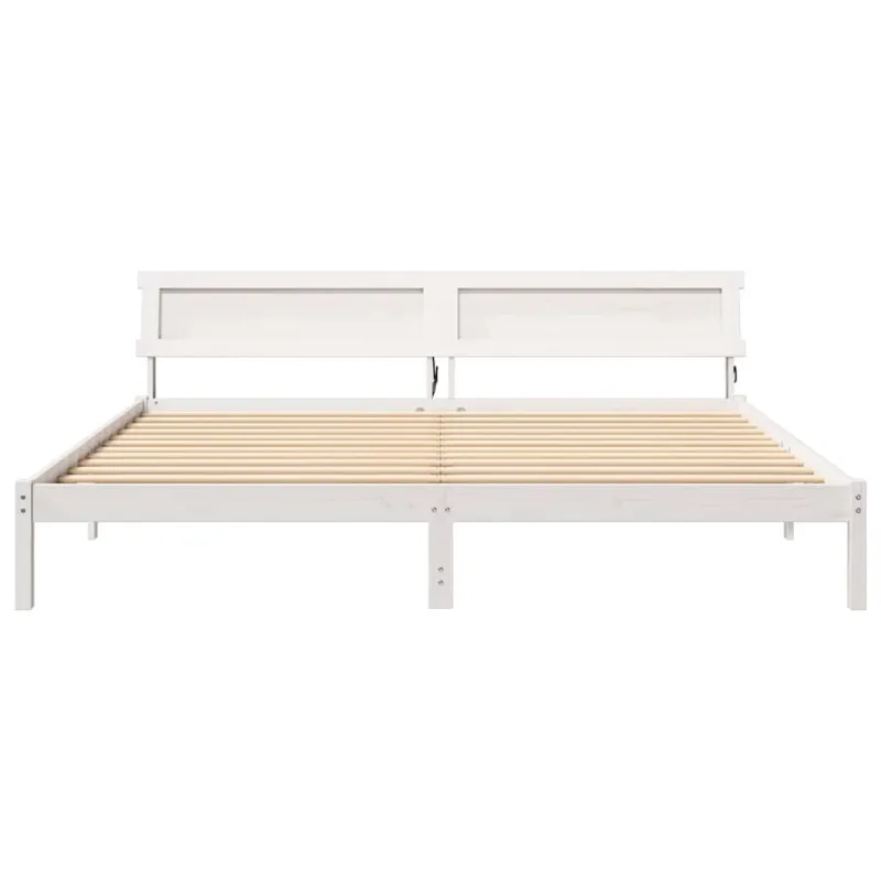 Lovos rėmas Balta 200 x 200 cm Kietos pušies mediena