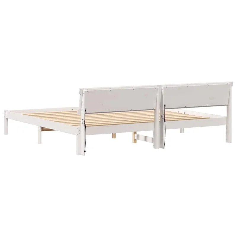 Lovos rėmas Balta 200 x 200 cm Kietos pušies mediena